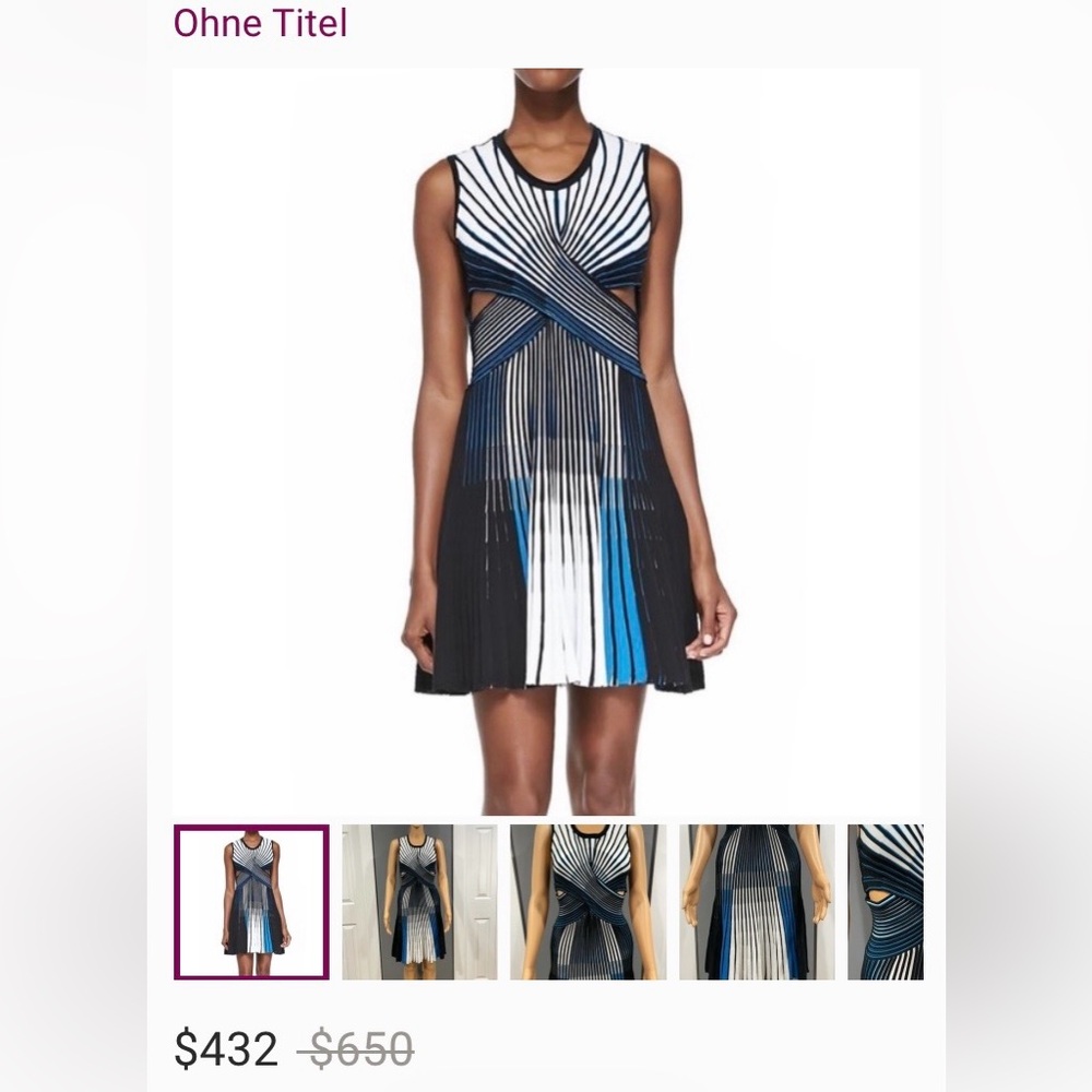 Ohne Titel size M striped Black and Blue Dress